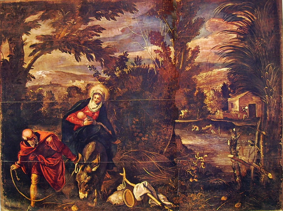 Al momento stai visualizzando Dipinti per la sala inferiore di San Rocco – Fuga in Egitto del Tintoretto